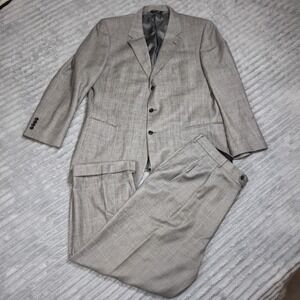Jos. A. Bank Mens Blazer Gray Blue Plaid 100 % Wool 3 Button Suit Sport Coat 48L